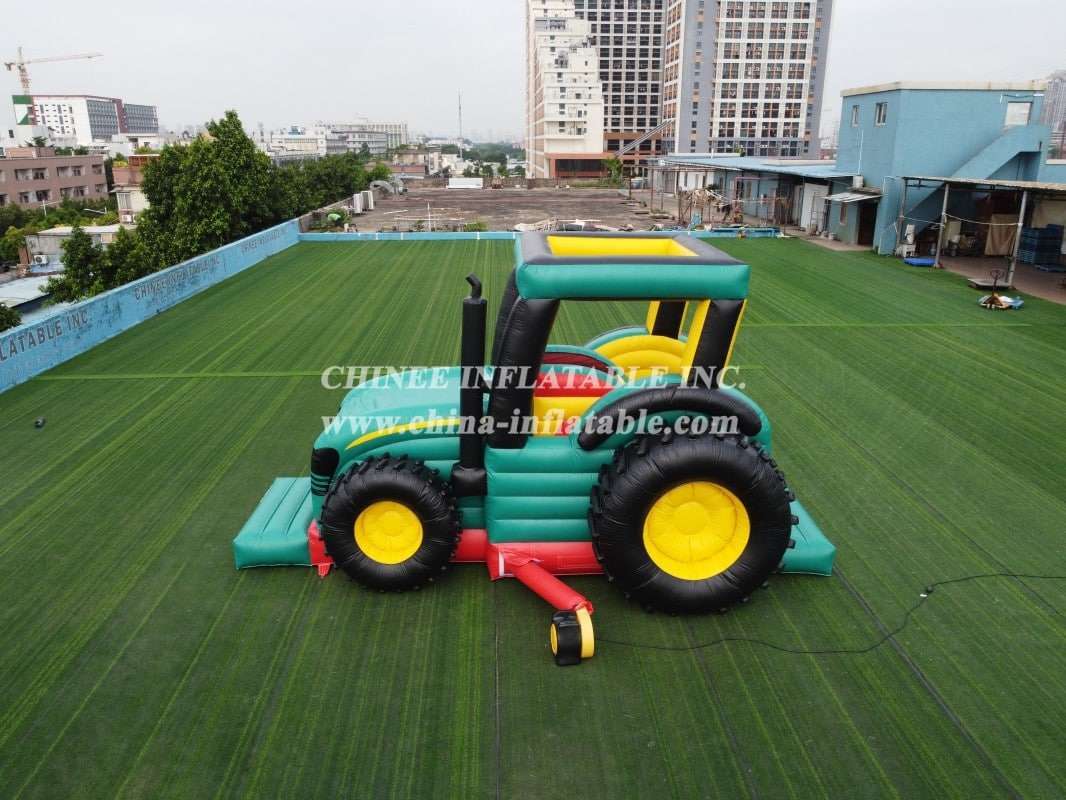 T23620 Tractor bouncy castle inflatable combo slide trailer obstacle