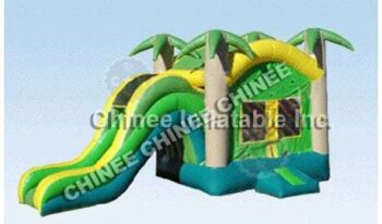 T5-168 インフレータブル城ジャングルのテーマ バウンスハウス コンボ スライドします。