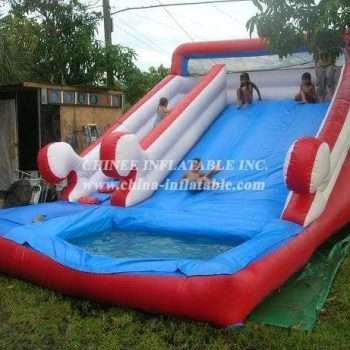 T8-581 Outdoor Giant Inflatable Slide with Water Pool for Kids and Adults