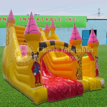 H2-1468 Yellow castle bouncers inflatable slide