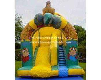 T8-483 Outdoor inflatable giant dry slide cartoon theme for commercial used