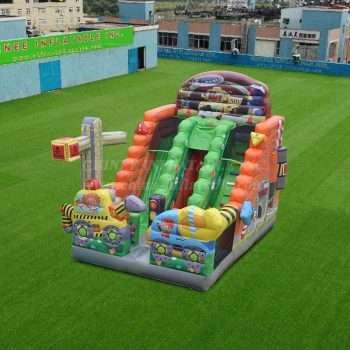 T8-4529 Construction Vehicle Inflatable Dry Slide