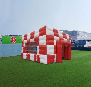 Tent1-4688 Red And White Printed Cube Tent